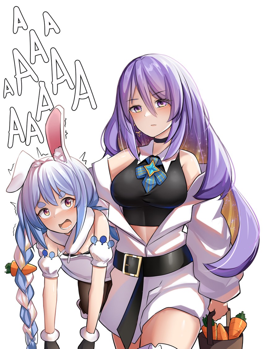 usada pekora and moona hoshinova (hololive and 1 more) drawn by zeroyama