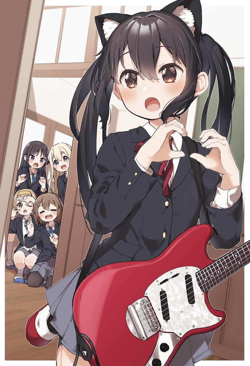 akiyama mio, nakano azusa, hirasawa yui, tainaka ritsu, and kotobuki tsumugi (k-on!) drawn by yukie_(kusaka_shi)