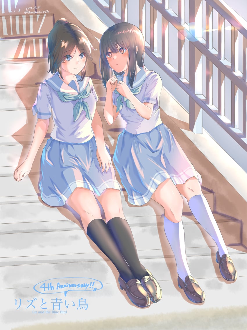 yoroizuka mizore and kasaki nozomi (hibike! euphonium and 1 more) drawn by amami_ojika