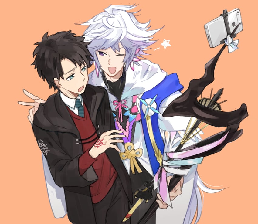 fujimaru ritsuka and merlin (fate and 1 more) drawn by shironojiro