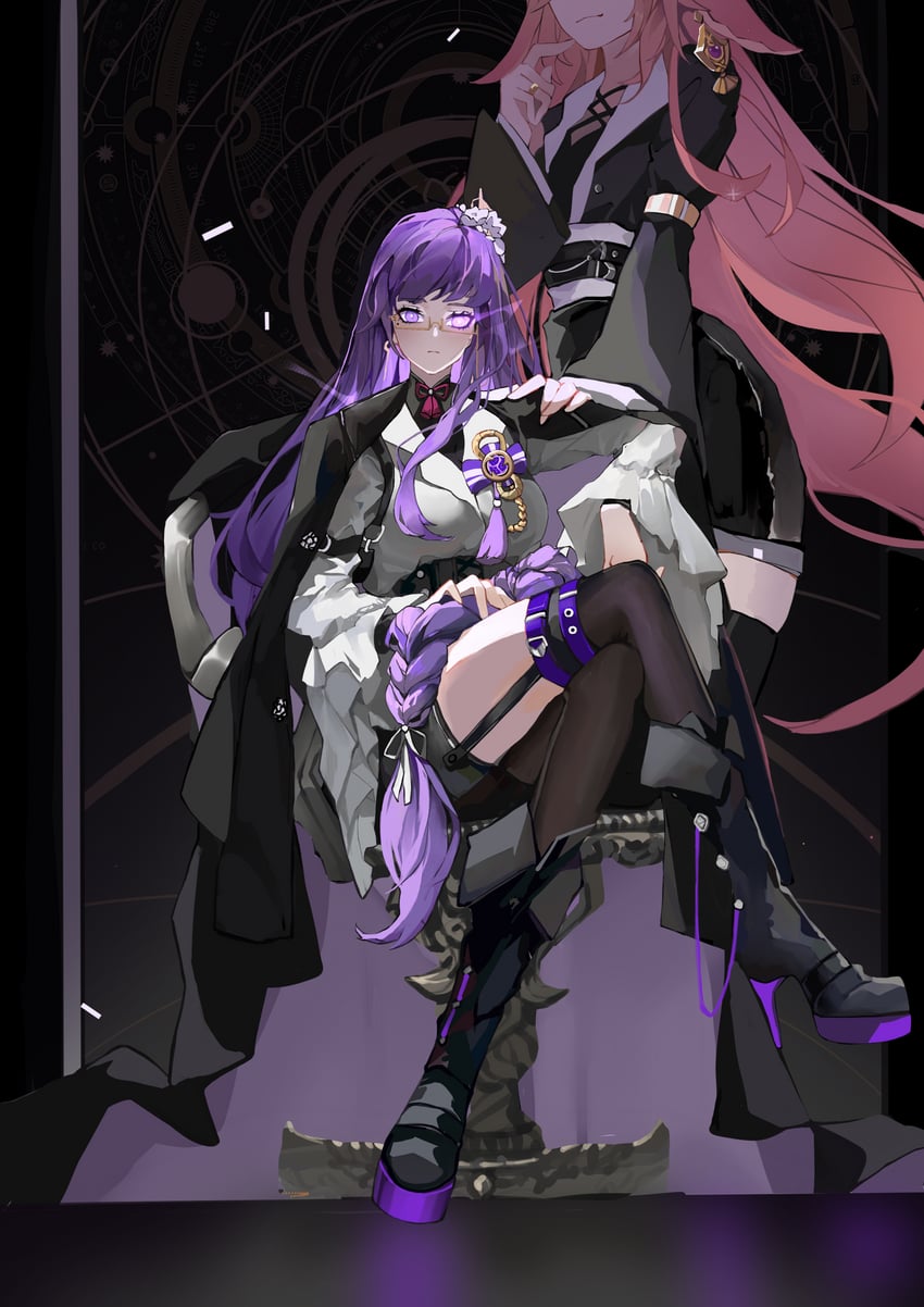 raiden shogun and yae miko (genshin impact) drawn by sldegls