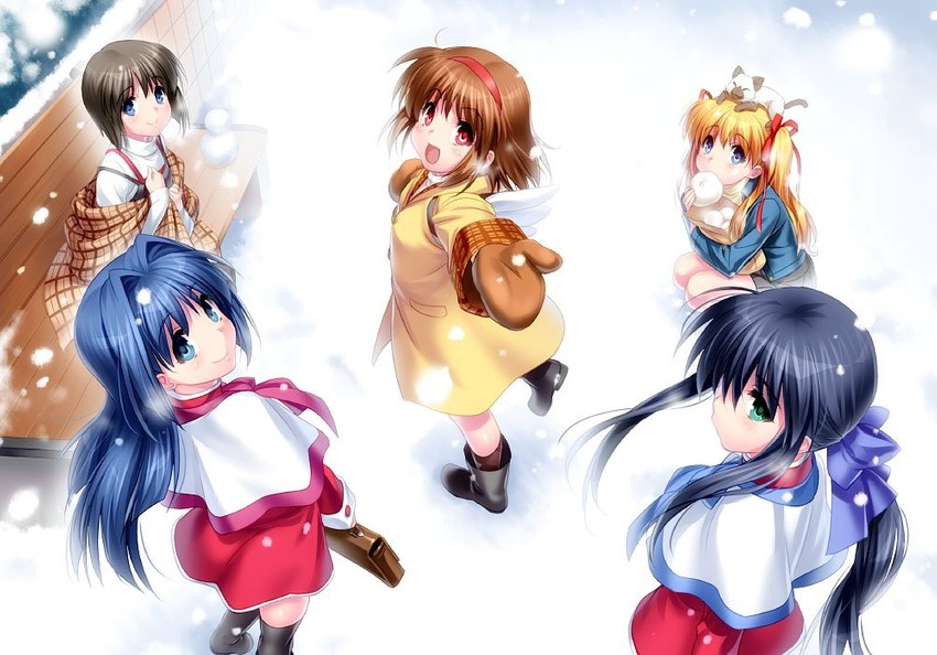 tsukimiya ayu, minase nayuki, sawatari makoto, kawasumi mai, misaka shiori, and 1 more (kanon) drawn by zen_(kamuro)