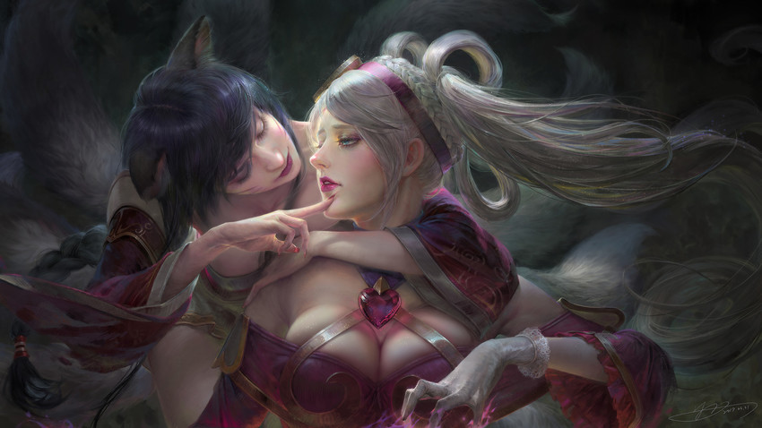 ahri, sona, and sweetheart sona (league of legends) drawn by yu-han_chen