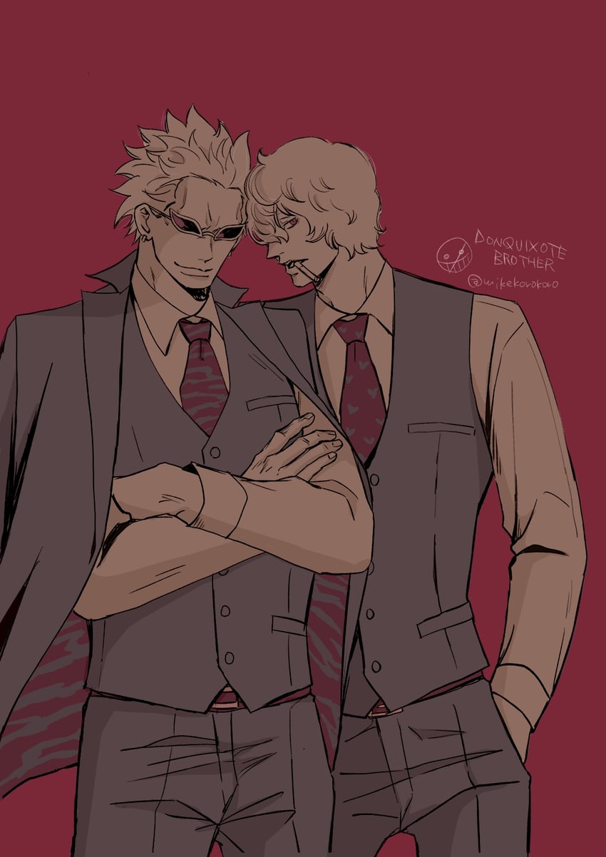 donquixote doflamingo and donquixote rocinante (one piece) drawn by bana55