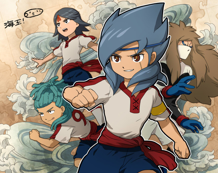 namikawa rensuke, yoshimine misaki, wanda naoto, and fukami dandou (inazuma eleven and 1 more) drawn by mizuhara_aki