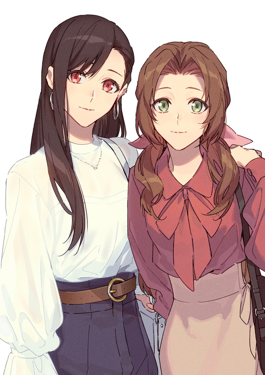 tifa lockhart and aerith gainsborough (final fantasy and 2 more) drawn by xia_(ryugo)
