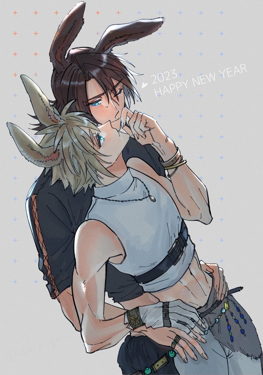 cloud strife and squall leonhart (final fantasy and 2 more) drawn by shio_ga