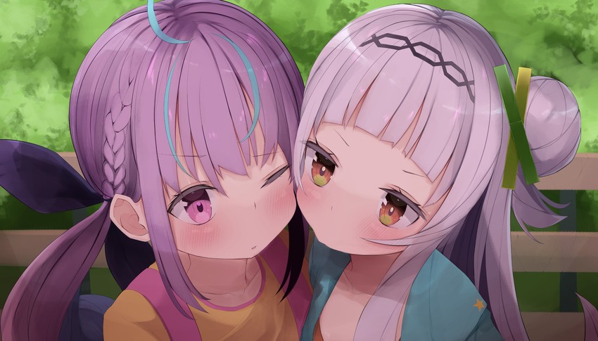 minato aqua and murasaki shion (hololive) drawn by eureka_814