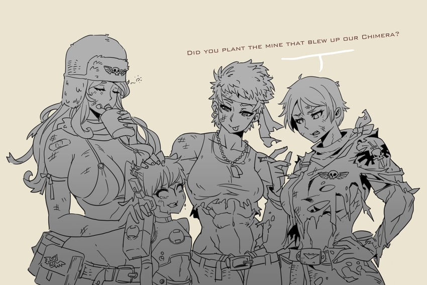 astra militarum and t'au (warhammer 40k) drawn by rmulderz