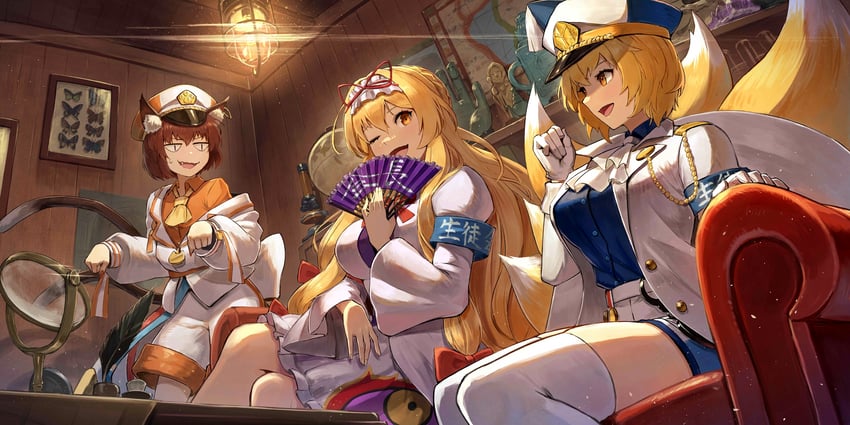 yakumo yukari, yakumo ran, and chen (touhou and 1 more) drawn by kuroi_susumu