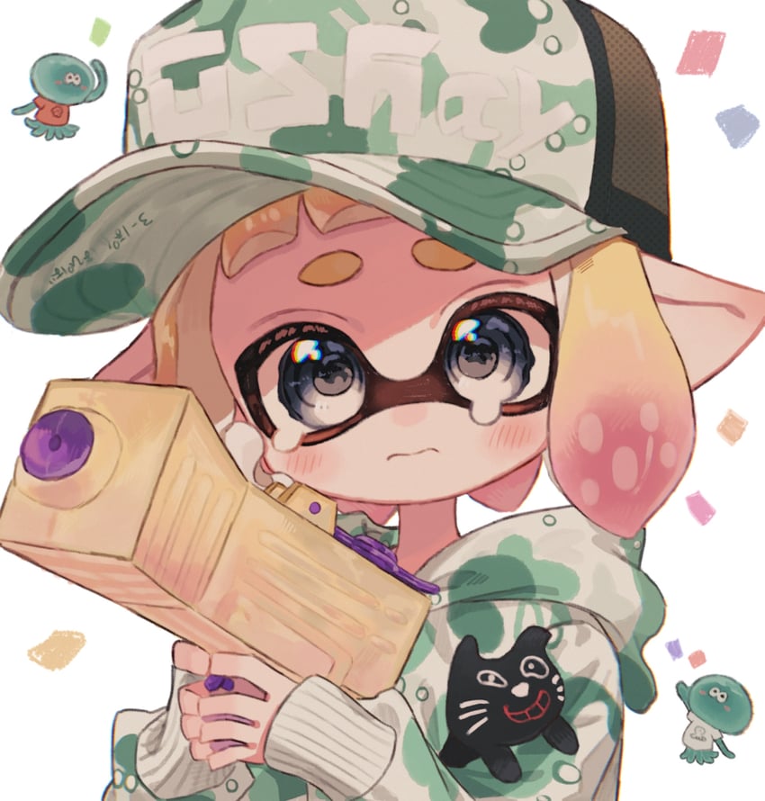 inkling player character, inkling girl, and jellyfish (splatoon) drawn by ochocho2828