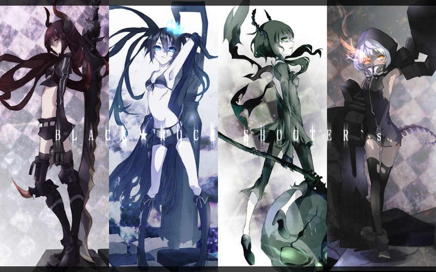 black rock shooter, dead master, strength, and black gold saw (black rock shooter) drawn by takka_(aegis9294)