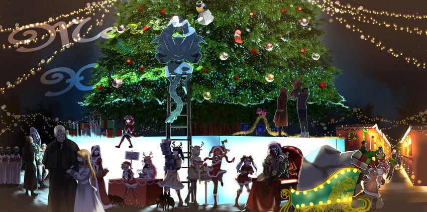 albedo, ainz ooal gown, shalltear bloodfallen, entoma vasilissa zeta, narberal gamma, and 35 more (overlord) drawn by masiro