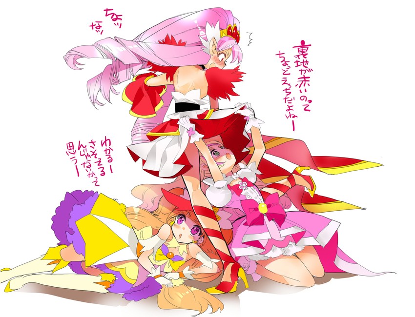 amanogawa kirara, haruno haruka, cure twinkle, akagi towa, cure flora, and 1 more (precure and 1 more) drawn by edoya_pochi