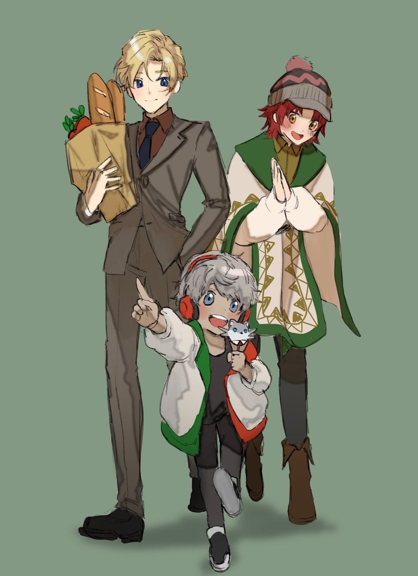 hanasaki miyabi, kishido temma, arurandeisu, and hiyamaru (spy x family and 1 more) drawn by kyokyo726