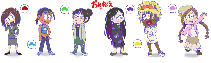 jyushiko, ichiko, todoko, choroko, karako, and 1 more (osomatsu and 1 more) drawn by hua_hua