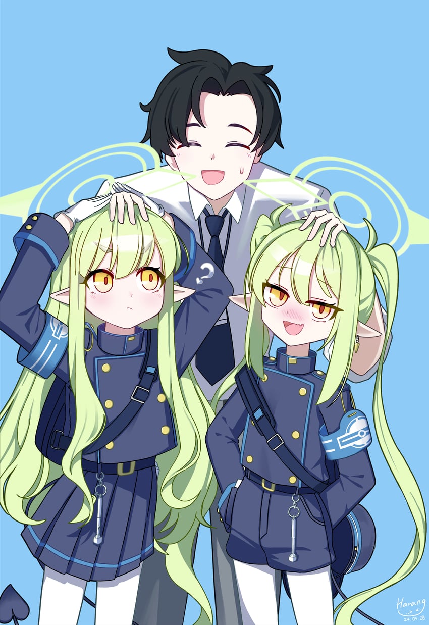 sensei, hikari, and nozomi (blue archive and 1 more) drawn by 0choisang0