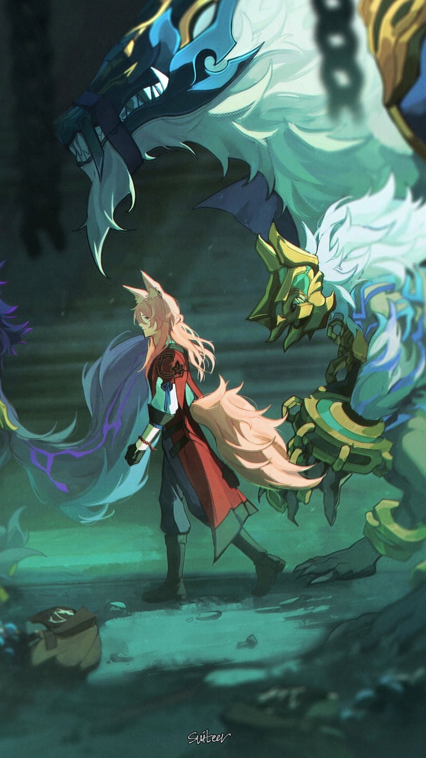 jiaoqiu and hoolay (honkai and 1 more) drawn by moonya