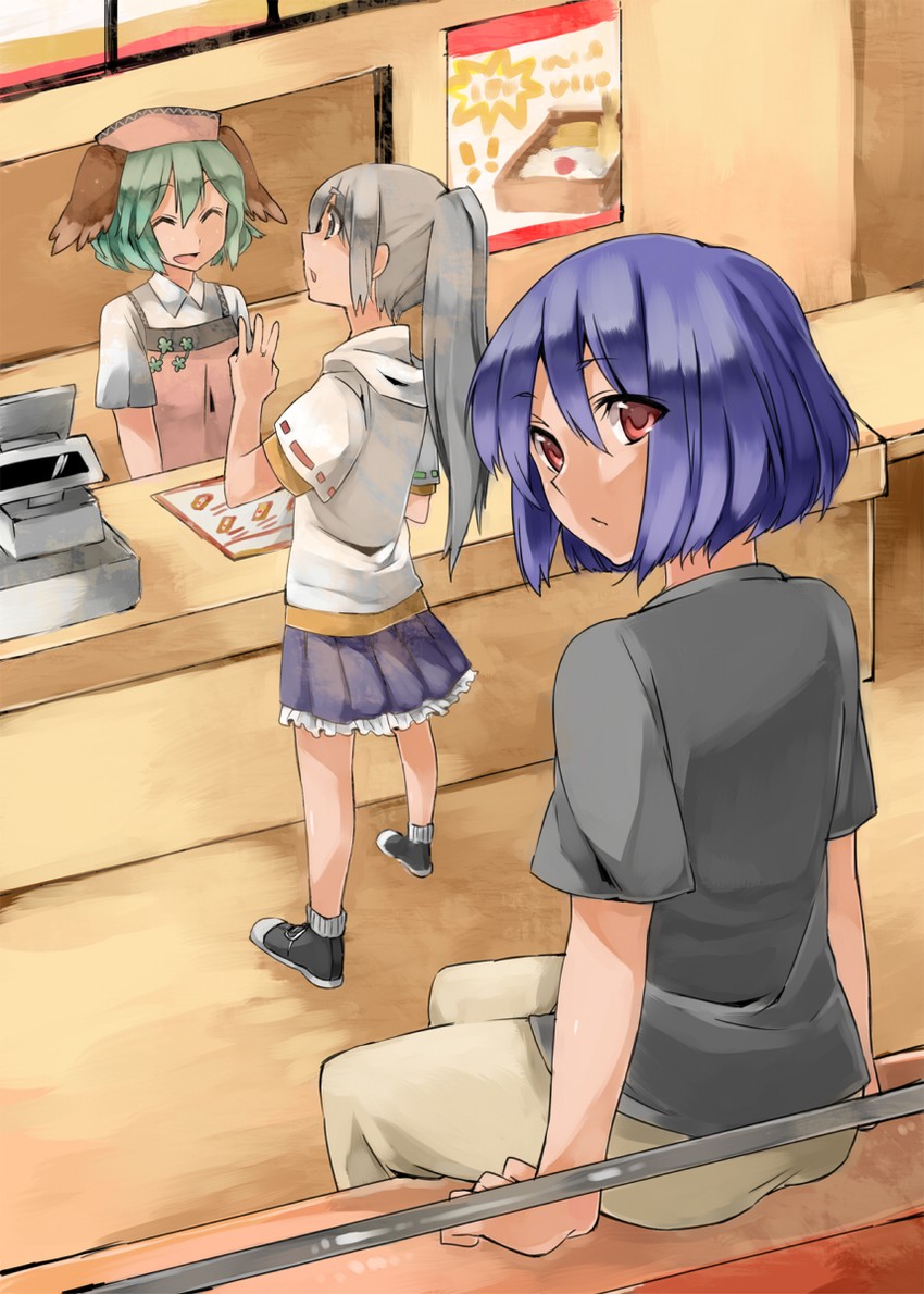 mononobe no futo, nagae iku, and kasodani kyouko (touhou) drawn by akagashi_hagane
