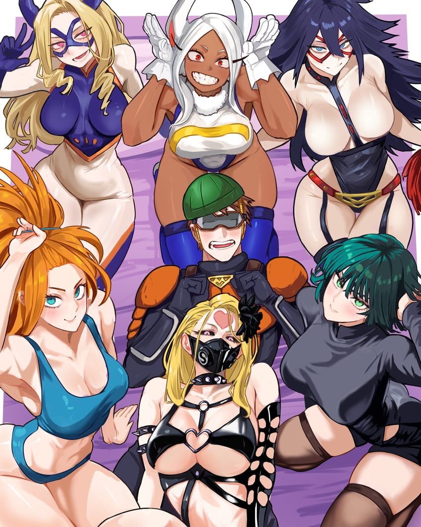 mirko, fubuki, mount lady, midnight, kaijin hime do-s, and 2 more (boku no hero academia and 1 more) drawn by vlizz
