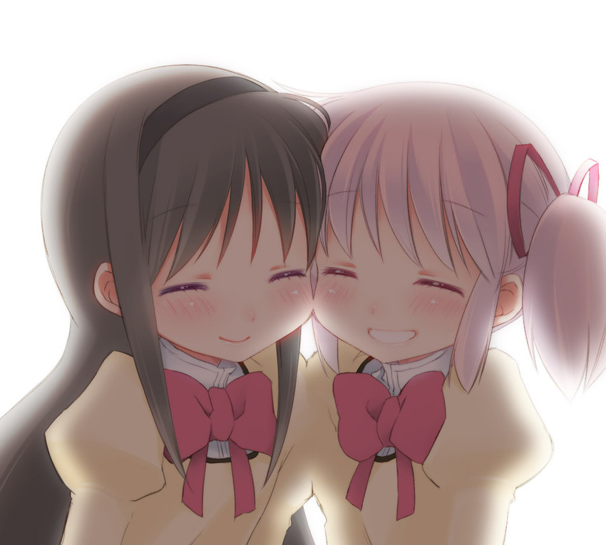 akemi homura and kaname madoka (mahou shoujo madoka magica) drawn by koruri