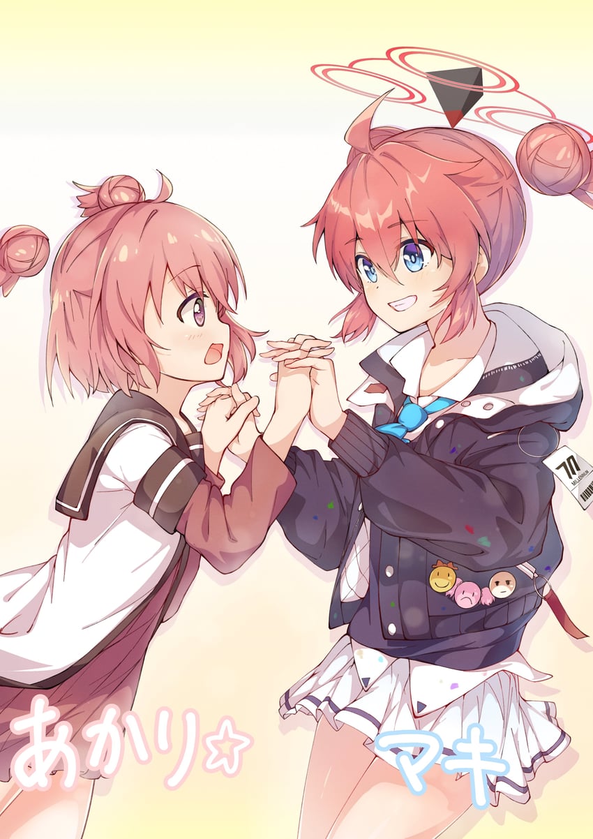 akaza akari, maki, and mikami shiori (blue archive and 1 more) drawn by pizza_(pizzania_company)