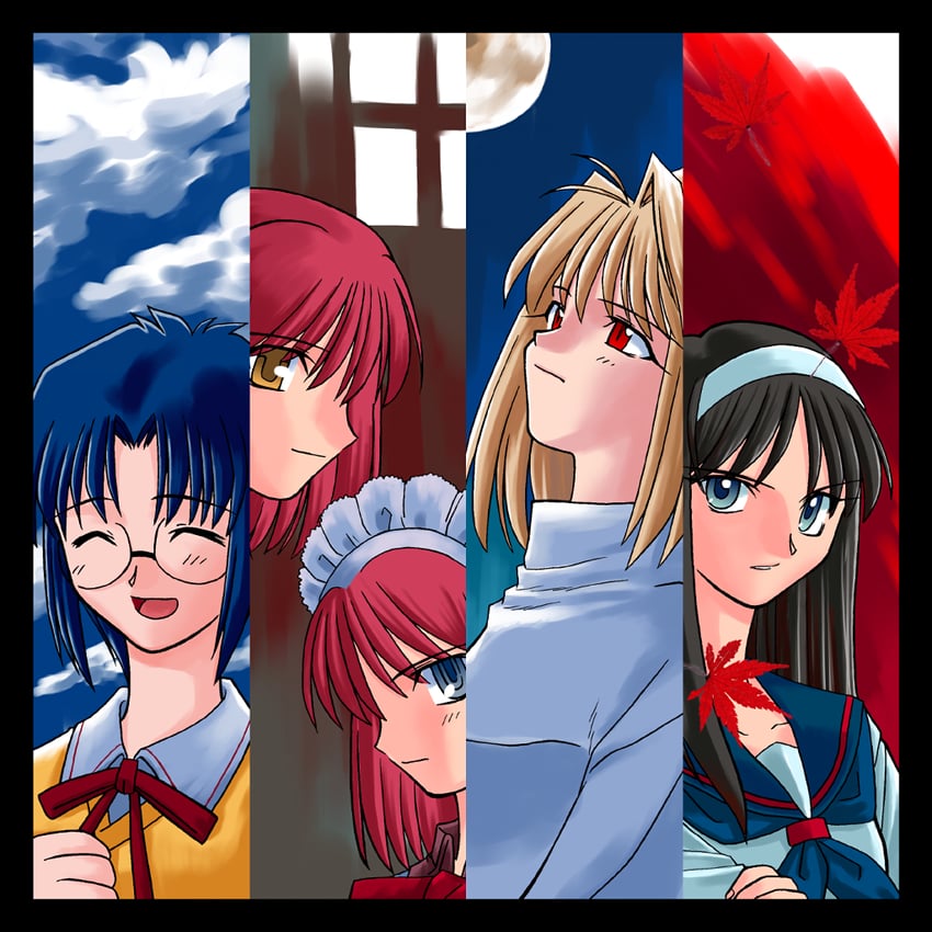 arcueid brunestud, ciel, tohno akiha, kohaku, and hisui (tsukihime) drawn by takeuchi_takashi
