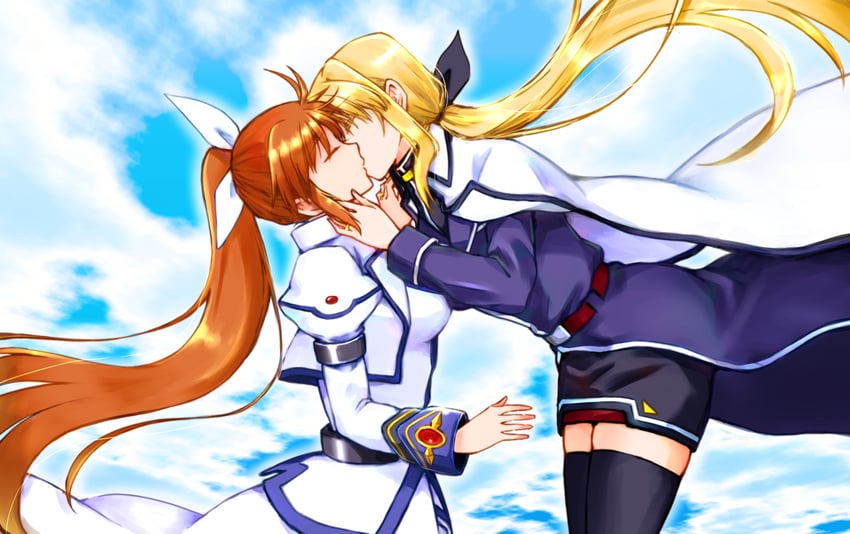 fate testarossa and takamachi nanoha (lyrical nanoha and 1 more) drawn by leoheart