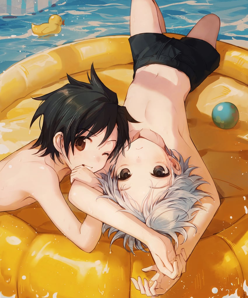 killua zoldyck and gon freecss (hunter x hunter) drawn by kiko