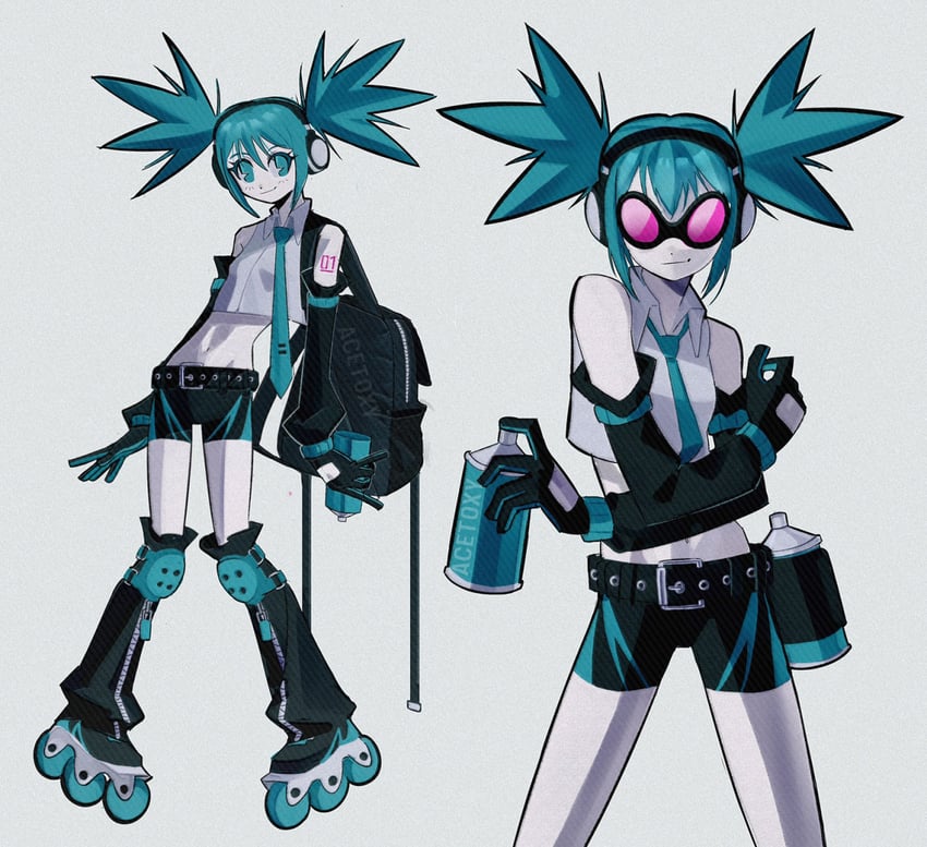 hatsune miku (vocaloid and 1 more) drawn by acet0xy