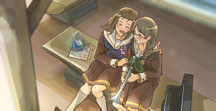 kabe tomoe and kohinata yume (hibike! euphonium) drawn by fuyuhino