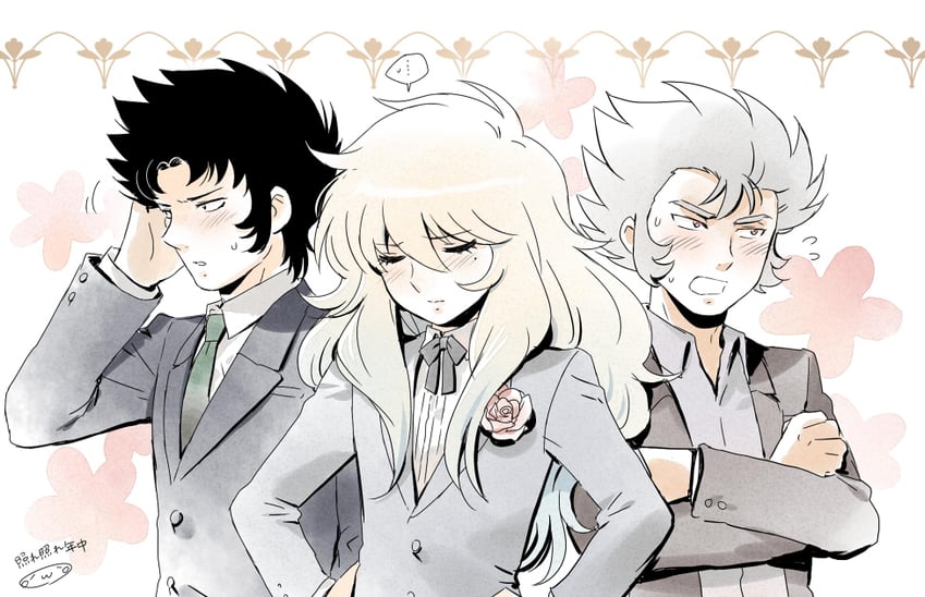 pisces aphrodite, capricorn shura, and cancer death mask (saint seiya) drawn by mizuhara_aki