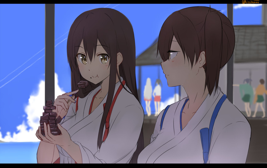 kaga, akagi, zuikaku, shoukaku, souryuu, and 1 more (kantai collection) drawn by isshiki_(ffmania7)