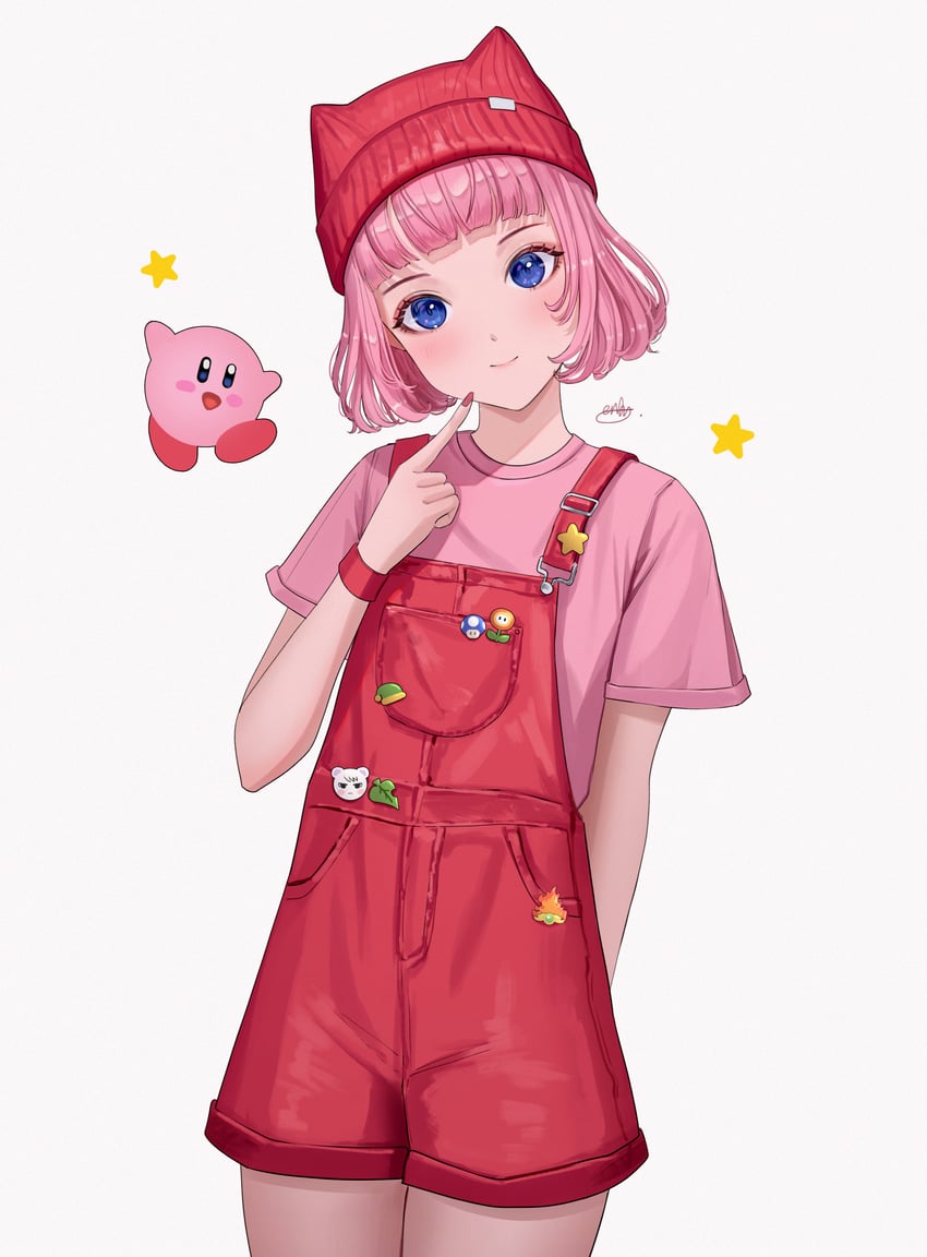 kirby, sword kirby, marshal, and fire kirby (mario and 2 more) drawn by aendi_en_d_endei