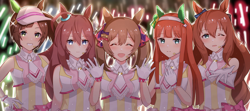 silence suzuka, mihono bourbon, smart falcon, maruzensky, and ines fujin (umamusume) drawn by moe_(lmi84)