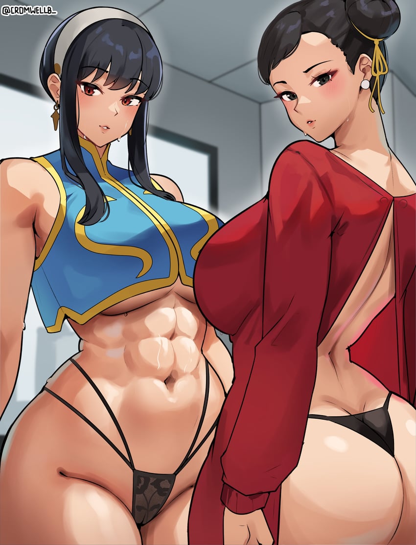 yor briar and chun-li (street fighter and 2 more) drawn by cromwellb
