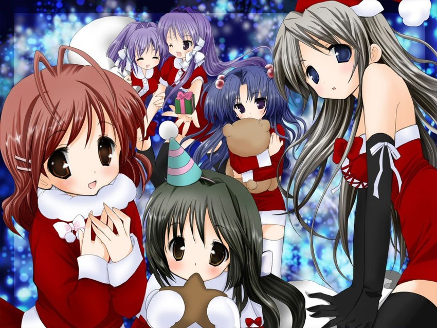furukawa nagisa, fujibayashi kyou, ibuki fuuko, sakagami tomoyo, ichinose kotomi, and 1 more (clannad) drawn by nekomiya_nao