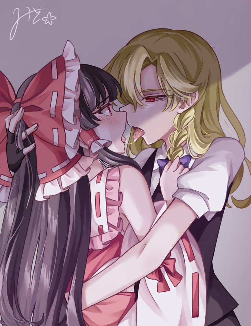 hakurei reimu and kirisame marisa (touhou) drawn by mito_(fate)