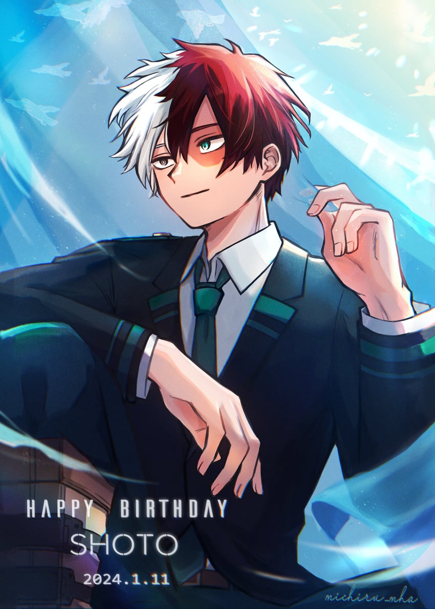 todoroki shoto (boku no hero academia) drawn by michiru_mha