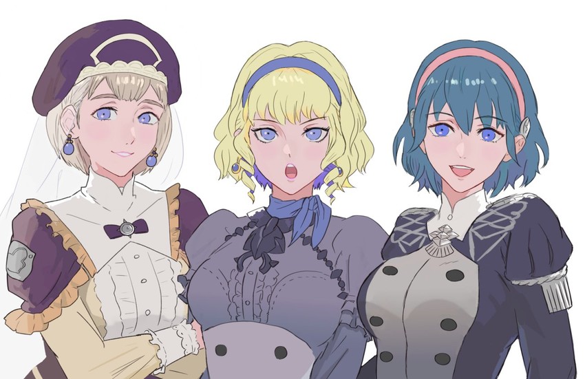female byleth, mercedes von martritz, and constance von nuvelle (fire emblem and 1 more) drawn by adz_lrp