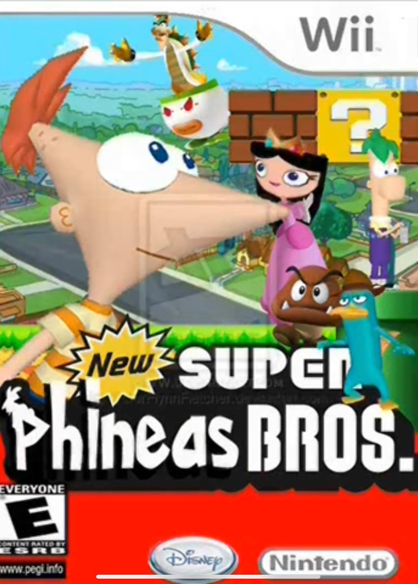 bowser, goomba, koopa clown car, perry the platypus, phineas flynn, and 2 more (mario and 2 more)