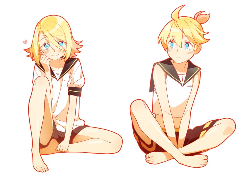 kagamine rin and kagamine len (vocaloid) drawn by bon_bon_eee