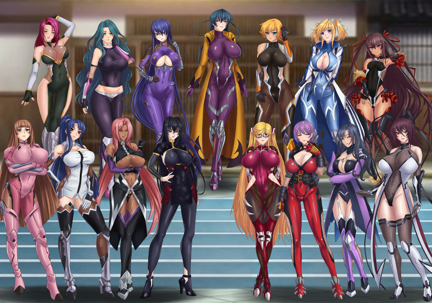 mizuki yukikaze, igawa asagi, akiyama rinko, igawa sakura, ingrid, and 8 more (taimanin and 12 more) drawn by amenoosa