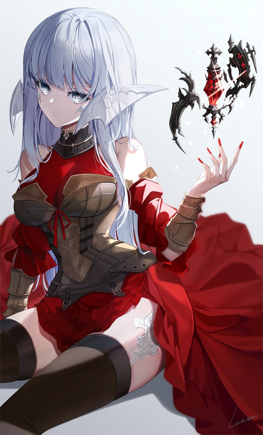 warrior of light and red mage (final fantasy and 1 more) drawn by laevan