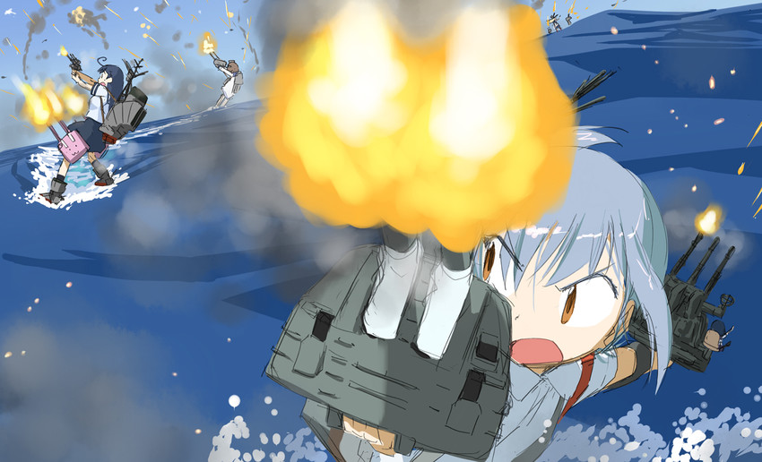 shimakaze, ushio, yukikaze, rensouhou-chan, kasumi, and 1 more (kantai collection) drawn by imai_tetsuya
