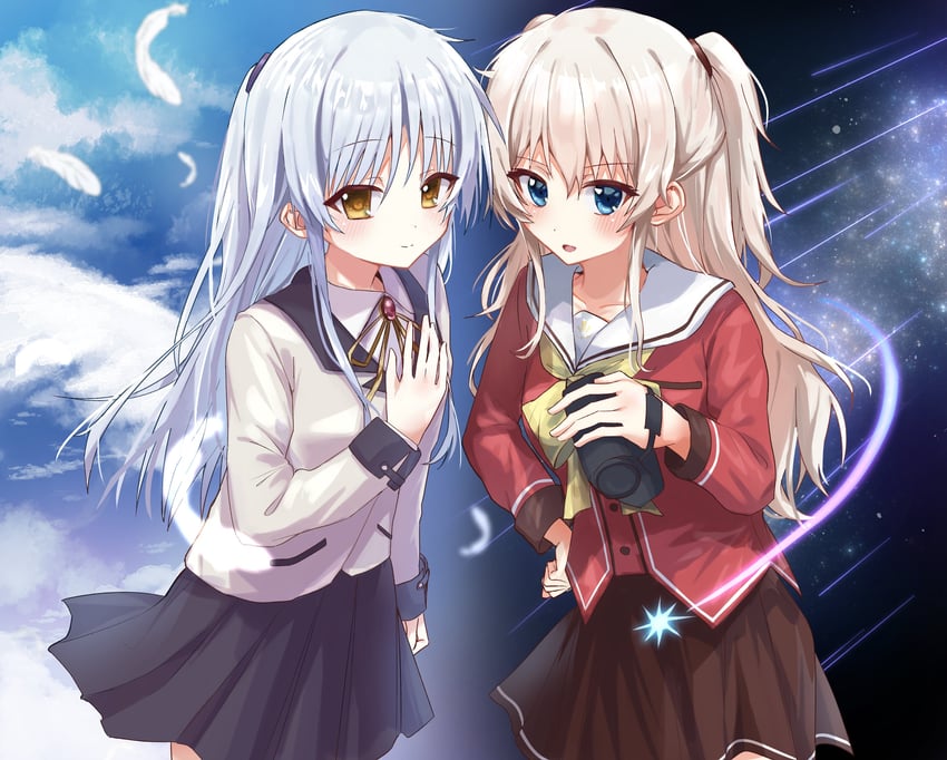 tachibana kanade and tomori nao (angel beats! and 2 more) drawn by thank_u_eroge