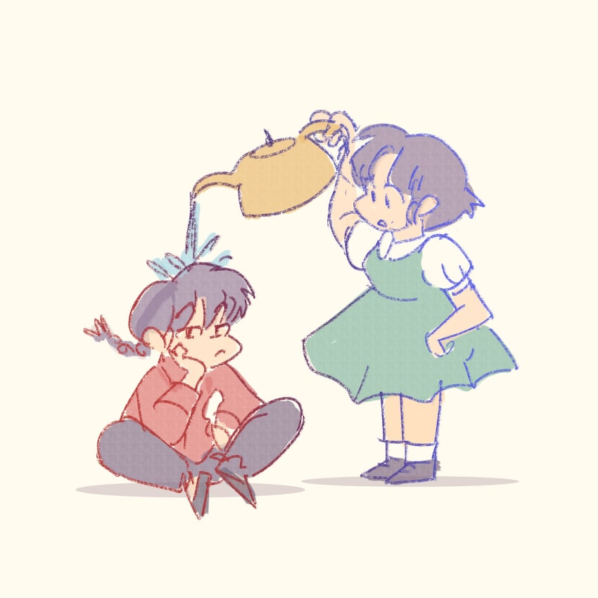 tendou akane and saotome ranma (ranma 1/2) drawn by micaelaverart