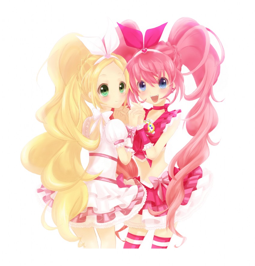 houjou hibiki, minamino kanade, cure melody, and cure rhythm (precure and 1 more) drawn by uni_(necogyu)