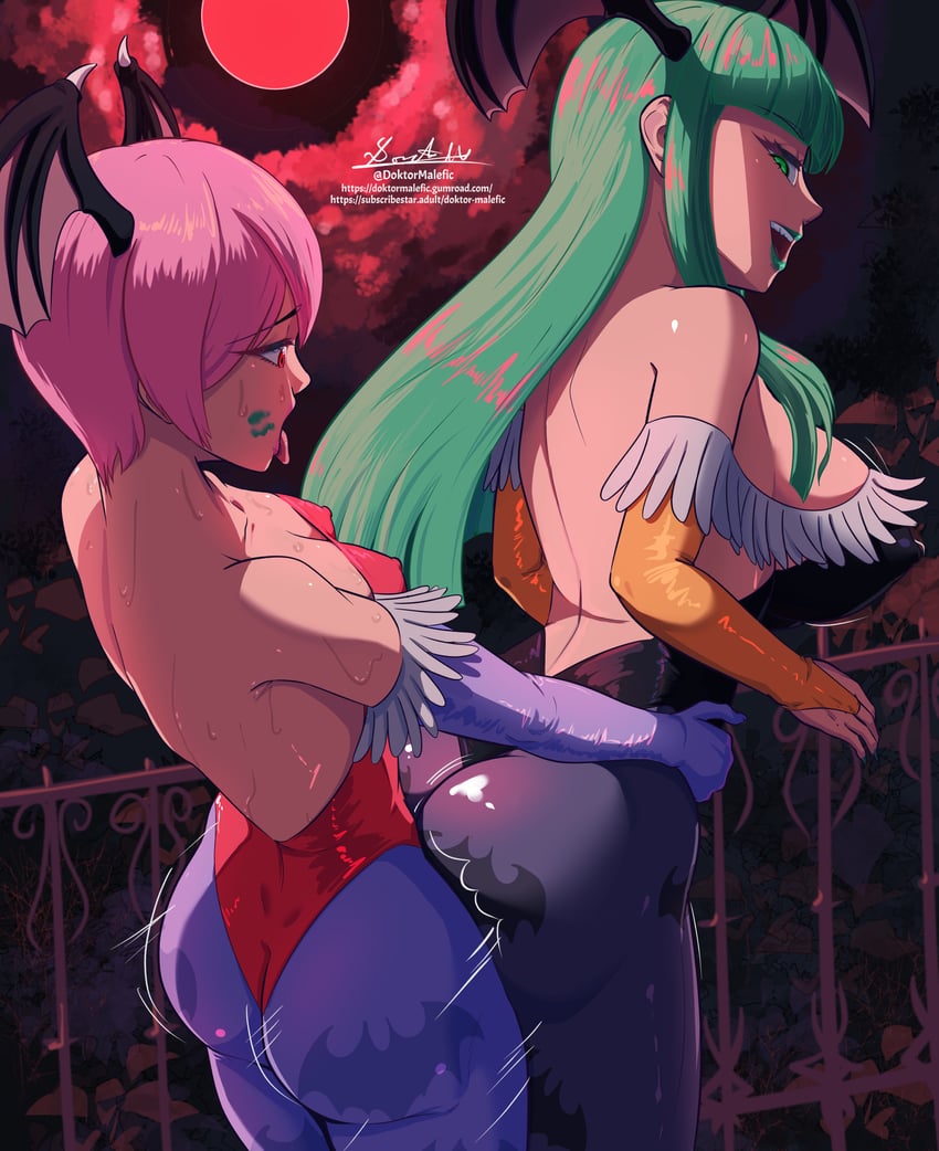 morrigan aensland and lilith (darkstalkers) drawn by doktor_malefic