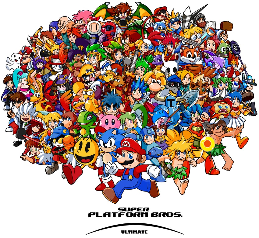 kirby, samus aran, mario, sonic the hedgehog, pit, and 54 more (mario and 58 more) drawn by xbuster